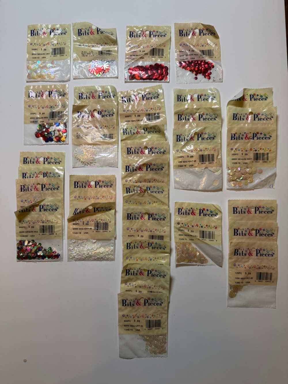 NOS Lot of 25+ Vintage Bits & Pieces Sequins Lot 5MM 8MM 10MM Spokes